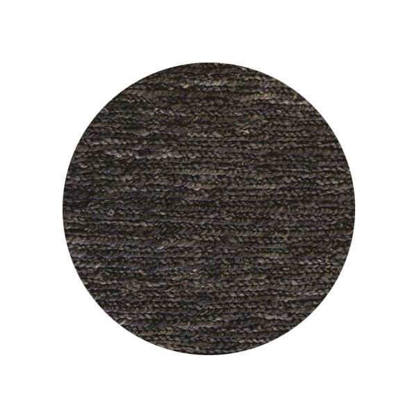 Round swatch of dark gray fabric texture on a white background