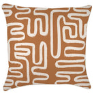 Decorative pillow with white abstract pattern on a brown background