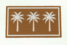 Doormat with three palm tree designs on a brown background
