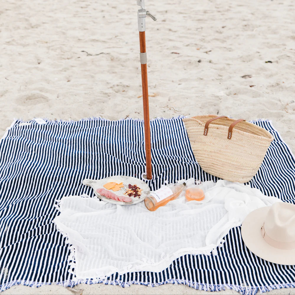 Beach Blanket - Laurens Navy Stripe