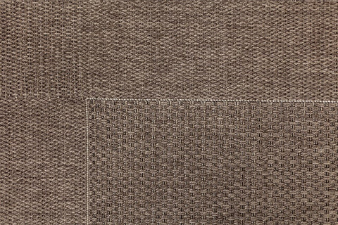 Close-up view of the Outdoor Range Rug in Charcoal, highlighting the detailed texture and quality of the 100% polypropylene material.