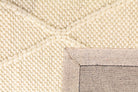 Detailed view of the Colombo Cream Rug's fibers and underside, displaying the high-quality craftsmanship, dense pile, and durable weave of the hand-made New Zealand wool rug.